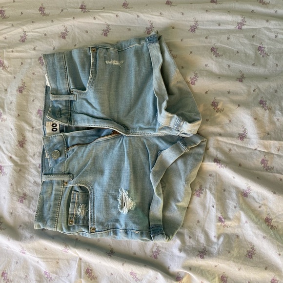 Light Blue Ripped Jean Shorts - Picture 4 of 4